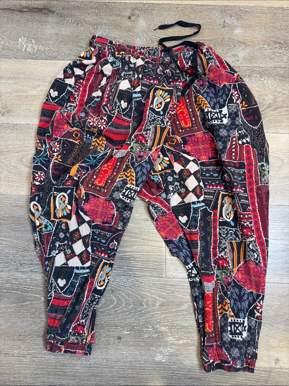 Men's Boho Patchwork Jogger Pants - Red Multi 1430
